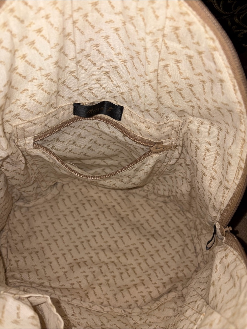 Mona B Cream Canvas Crossbody with Tan Accents - Picture 11 of 13